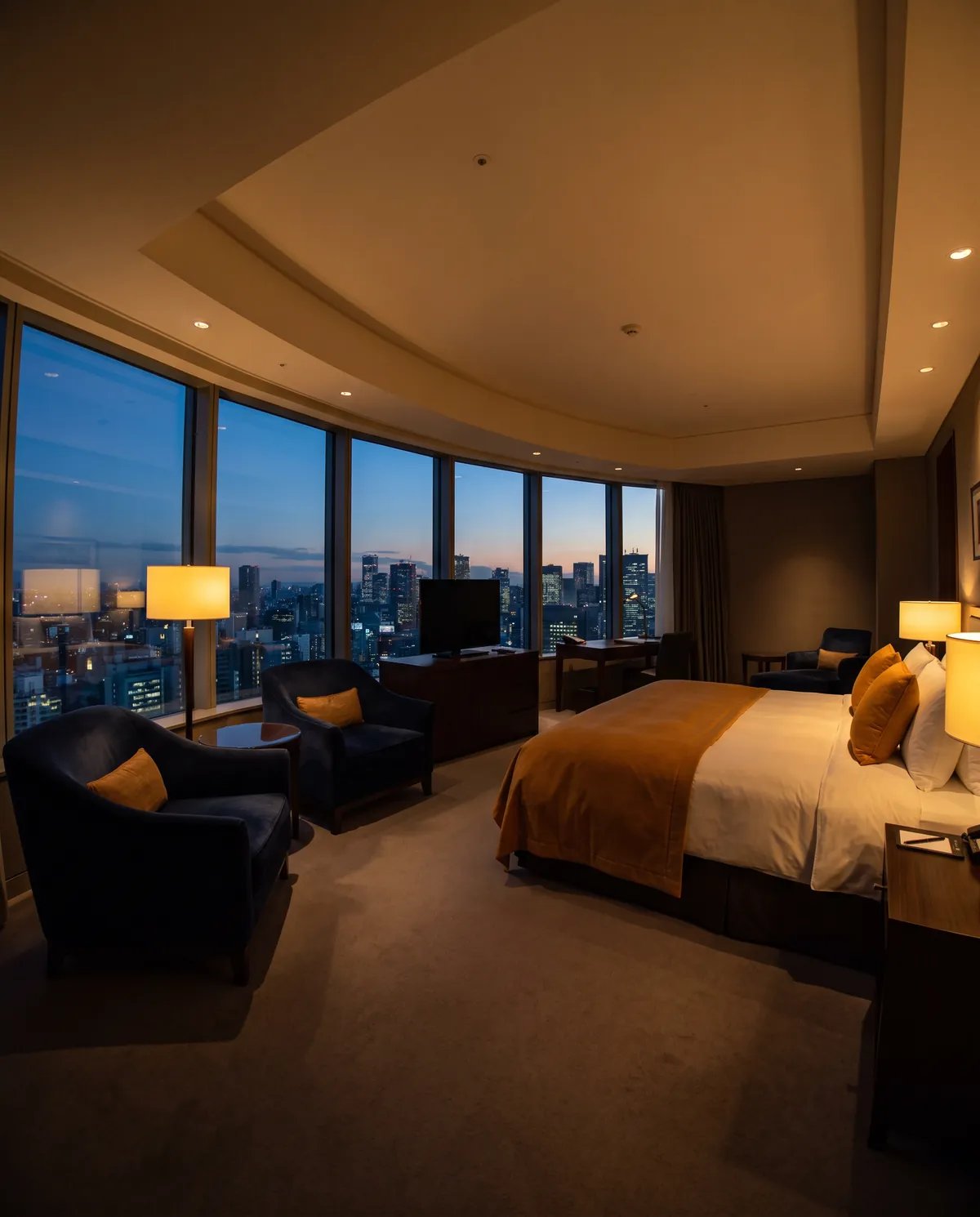 Suite hotel mewah dengan sudut pandang panorama 360 derajat